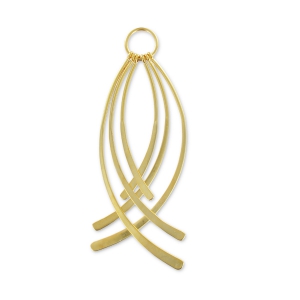 Pendente con ciondoli ricurvi 78 mm - Dorato con oro fino satinato x1