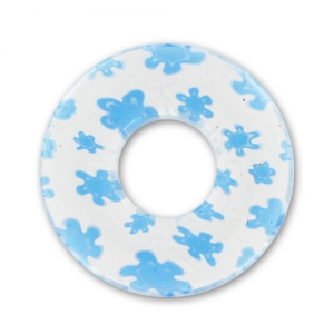 Donuts Millefiori mm. 22 Crystal fiori Aquamarine x1