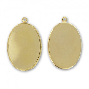 Pendente per cabochon a base piatta 40x30 mm - Dorato con oro fino x1