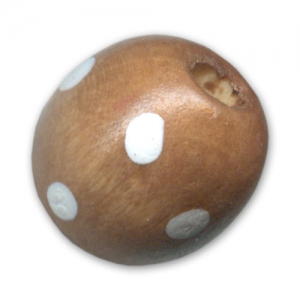 Perla tonda in legno mm. 16 Marrone a pois x1