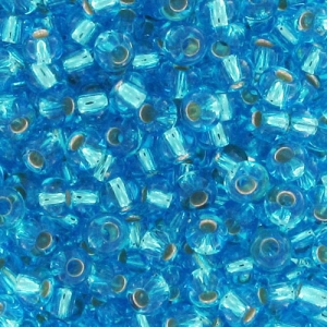 Perle di seme Preciosa 9/0 2,5 mm - Acquamarina Argento foderato x10g