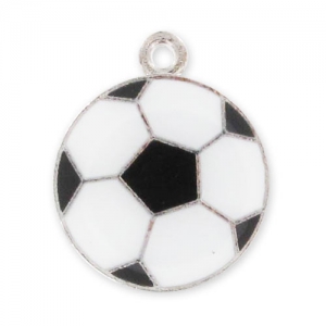 Pendente smaltato pallone mm. 23 Nero/Bianco x1