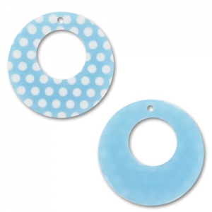 Pendente mm. 34 Light Blue a pois Bianco x1