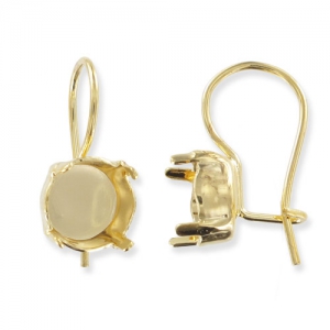 Ganci castone cabochon 1028/1088 8mm dorato con oro fino x2