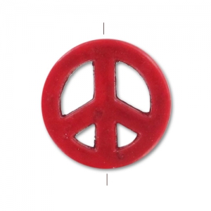 Perlina Peace in Howlite colorato mm. 15 Rosso Corallo x1