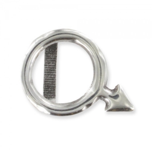 Passante per cuoio regaliz simbolo maschile mm. 18 Placcatura argento antico x1