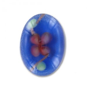 Cabochon ovale foglia d'argento a fiori 18x13 mm Zaffiro x1