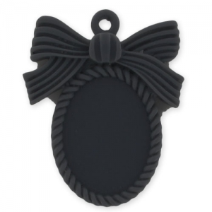 Medaglione nodo per cabochon mm. 25x18 Nero x1