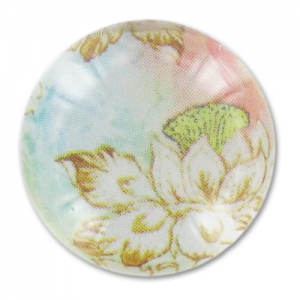 Cabochon piatto decorato mm. 20 Fiori Pastello x1