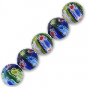 Perle tonde Millefiori mm. 12 Multicolori x4