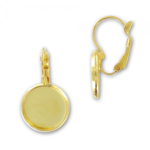 Orecchini con ganci chiusi castone cabochon mm. 14 dorato x4
