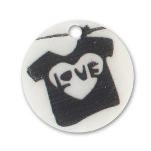 Zecchino stampato Madreperla mm. 20 Maglietta Love x1