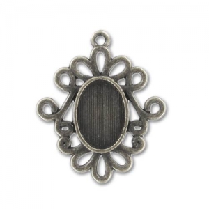 Medaglione strass per cabochon mm. 14x10 argentato brunito x1