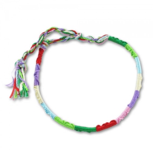 Bracciale treccia indiana 3,5 mm Rosso/Verde x1