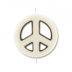 Perlina Peace in Howlite colorato mm. 15  imitazione osso x1