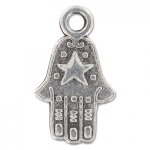 Ciondoli Khamsa mm. 18 Placcatura argento antico x5