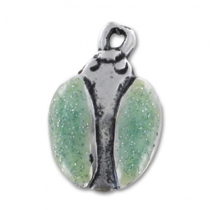 Ciondolo coccinella smaltato verde turchese con paillettes mm. 16