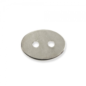 Bottone ovale liscio mm. 15x11 rodiato x1