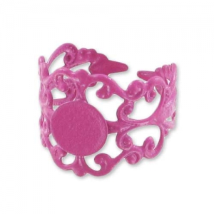 Anello barocco leggero base da incollare 8 mm Fucsia x1