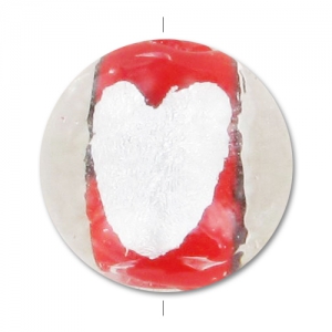 Tonde mm. 14 decorazione cuore Rosso x5