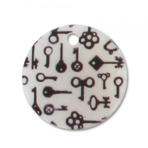 Zecchino stampato Madreperla mm. 20 Chiavi Nero/Bianco x1