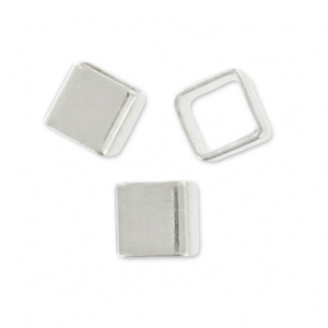 Perla tube quadrato 2.5 mm rodiato x10