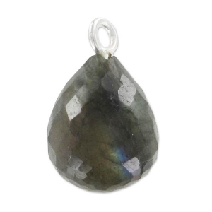 Pendente goccia sfaccettato 13x10 mm Argento 925/Labradorite x1