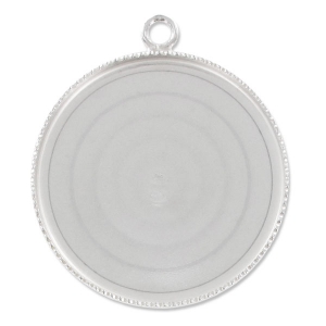 Castone pendente fondo piatto per cabochon 25 mm Argento 925