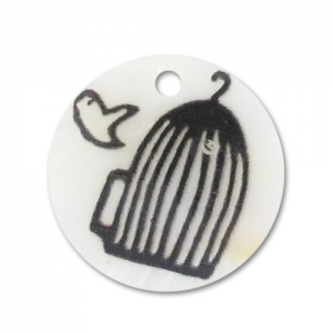 Zecchino stampato Madreperla mm. 20 Gabbia per uccello x1