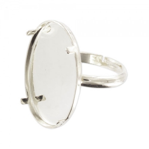 Anello Castone retro piatto mm. 25x18 argentato x1