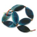 Perlina Oliva piatta attorcigliate Blue Agate mm. 49x25 x1