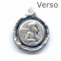 Ciondolo tondo bombato Angelo mm. 16 argentato antico x1