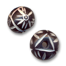 Perla rotonda appiattita decorata 14x11 mm x5