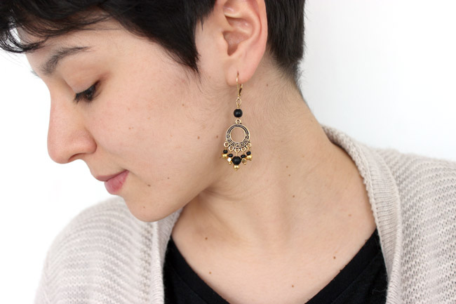 Boucles d'oreilles en métal or vieilli style ethnique intercalaire spirale