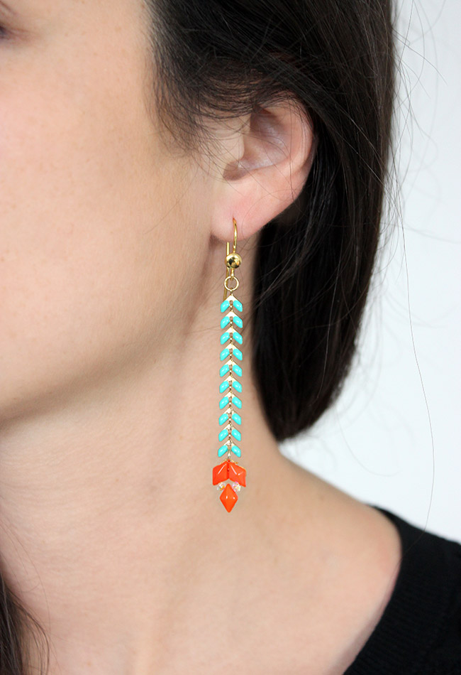 Schema Orecchini tropicali con catena a spighe e Diamonduo Schema Orecchini tropicali con catena a spighe e Diamonduo