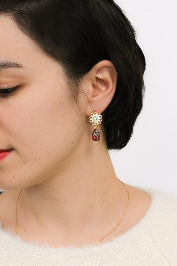 Boucles d'oreilles Cabochon Poire PureCrystal Scarlet Patina pinterest