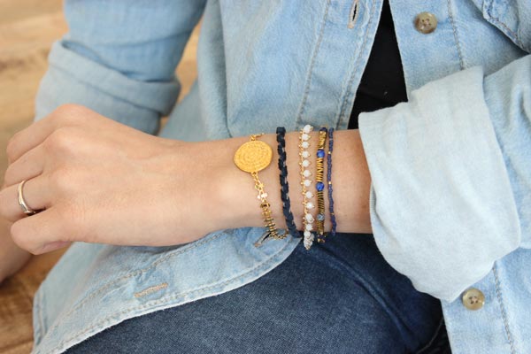 Multi Row polso-blu lapiz lazuli