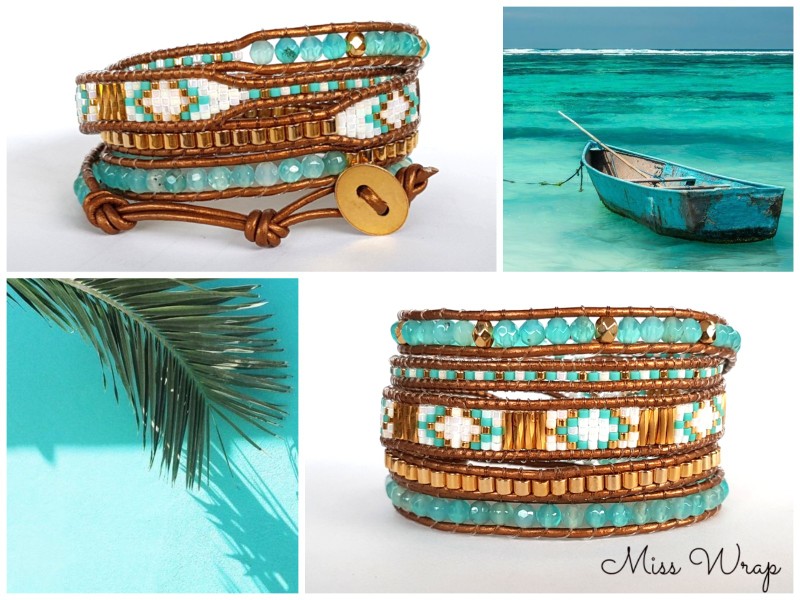 Tutoriel DIY facile bracelet wrap turquoise tendance avec pierres gemmes gemstones agate perles Miyuki Delicas et Bugles Twist Tutoriel DIY facile bracelet wrap turquoise tendance avec pierres gemmes gemstones agate perles Miyuki Delicas et Bugles Twist