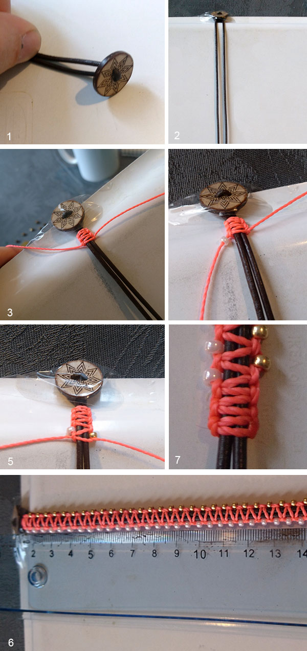 Bracciale avvolgente 4-round con perline Miyuki Rocaille e nodi macramè : Tappa 1