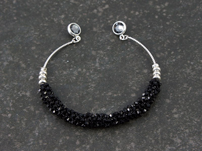 Bracciale bangle tubolare Swarovski toupies weaving peyote : Tappa 9