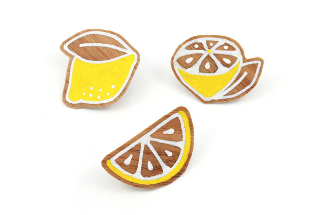 DIY Broches Citrons en bois final DIY Broches Citrons en bois final