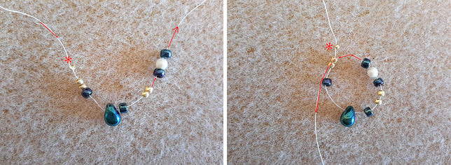 elegante collana con PureCrystal perla, gocce mini rock e Toho : Tappa 1