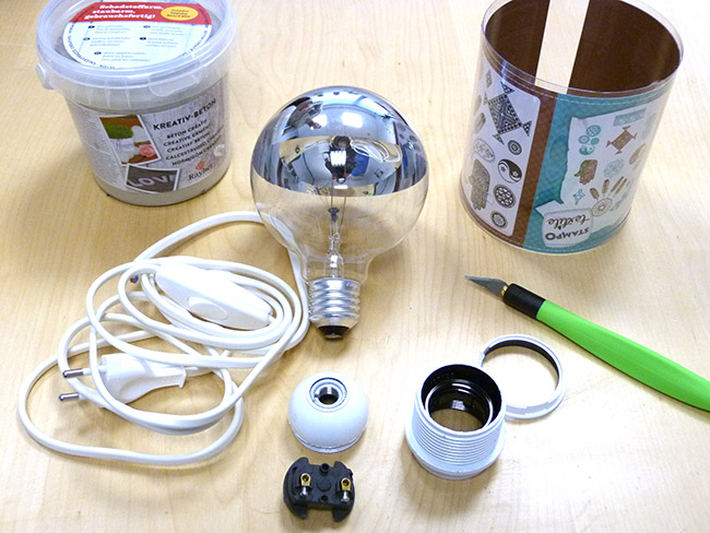 Lampada-cemento-creativo-attrezzature Lampe-béton-creatif-matériel