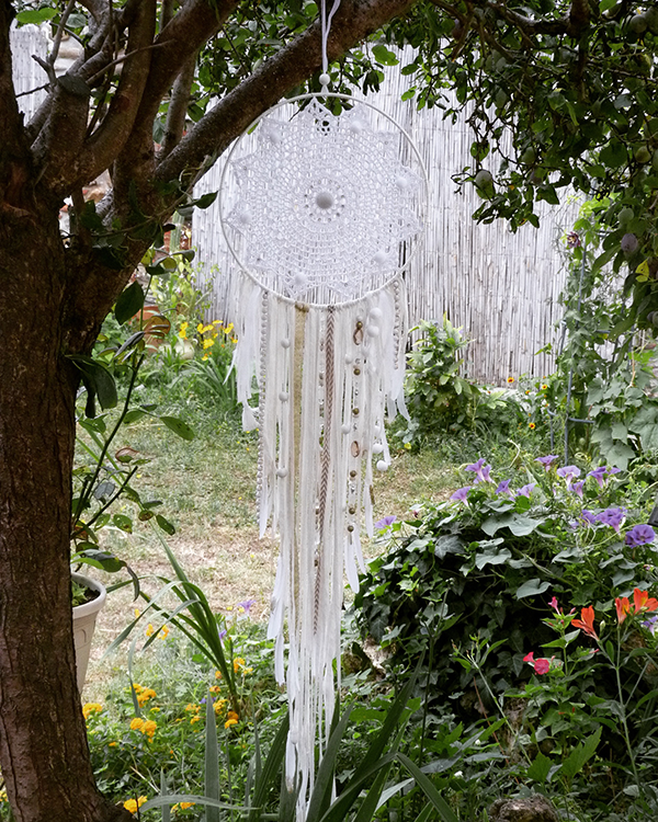 Acchiappasogni facile fai da te, centrino all'uncinetto con frange di pizzo e jersey : Tappa 6 Acchiappasogni facile fai da te, centrino all'uncinetto con frange di pizzo e jersey : Tappa 6