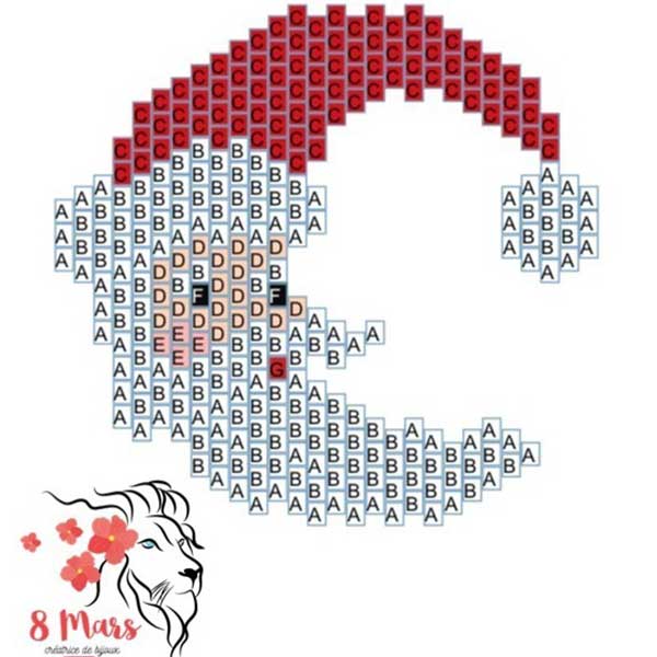 Schema Cucito a mano punto di mattone Babbo Natale in perle di vetro Miyuki Delicas