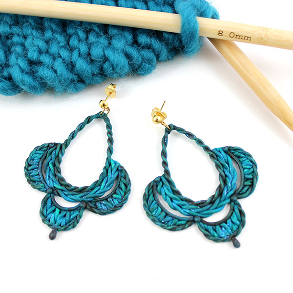 Schema Orecchini in finta lana Fimo lavorati all'uncinetto