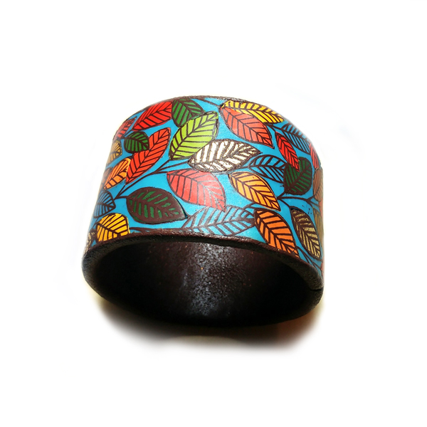 Bracciale in argilla polimerica autunnale con serigrafia Moiko