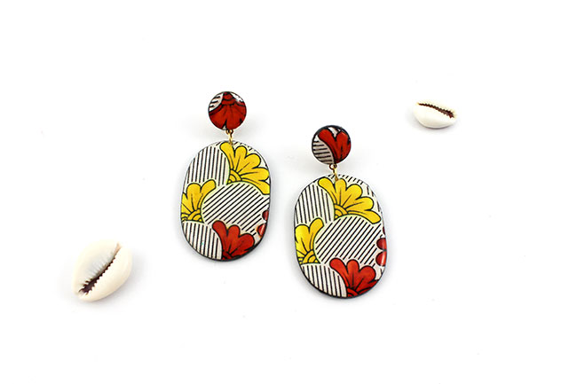 boucles d'oreillesen pâte polymère résinée tendance wax