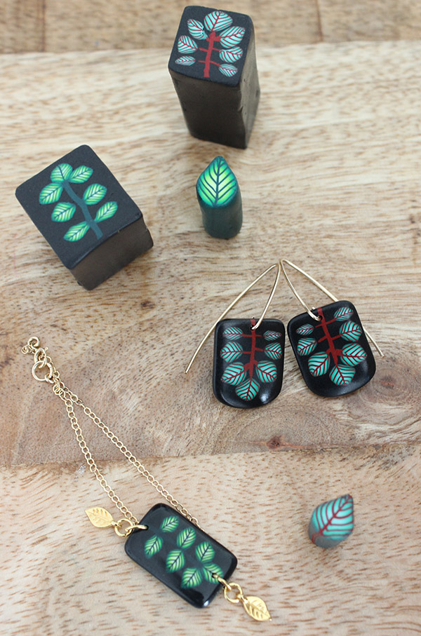 Ensemble de canes feuilles et de créations de bijoux