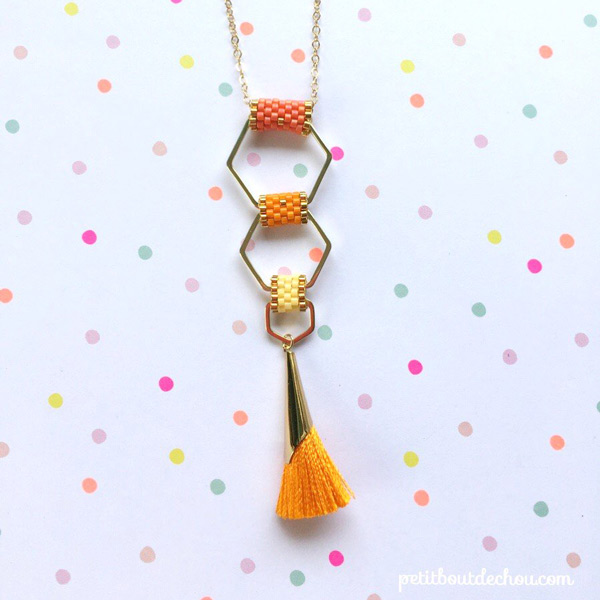 Esagoni collana fai da te e la tessitura Peyote perline Miyuki